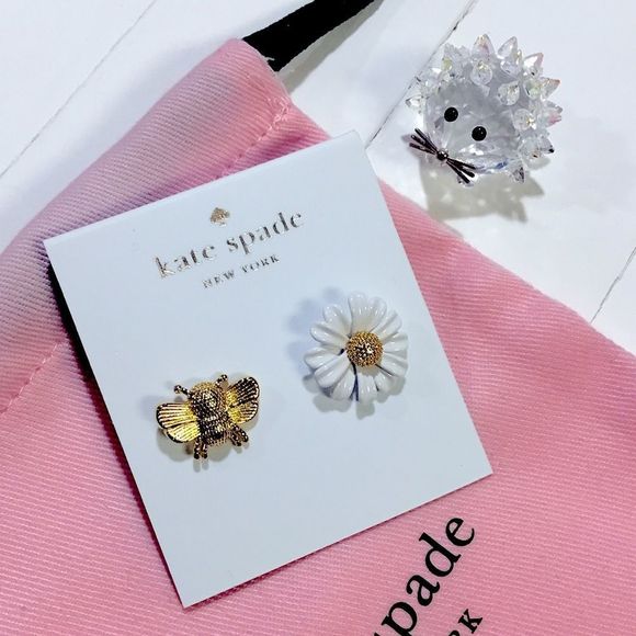 KATE SPADE WHIMSICAL MISMATCHED INTO THE BLOOM BEE FLOWER EARRINGS